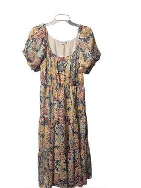 Patrons of Peace Anthropologie tiered floral Maxi dress size Large cottagecore